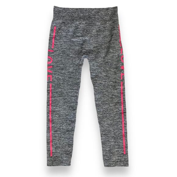Feathers Heather gray Maternity leggings Pink Love Graphic side stripes-One size - Picture 1 of 3